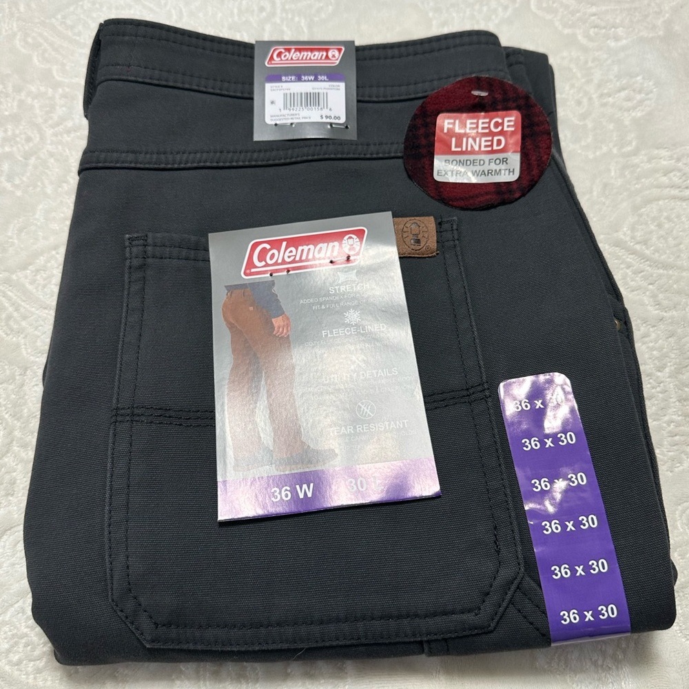 Coleman fleece line men’s pants 36 x 30 NWT Phantom